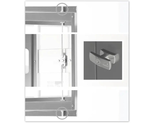 Detail skrine so zámkom a uzamykacím systémom