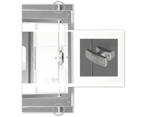 Detaily kovovej skrine s uzamykacím mechanizmom