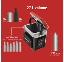 Chladiaci box Einhell s objemom 27 litrov, otvárač na fľaše a priestor pre plechovky, fľaše a PET fľaše