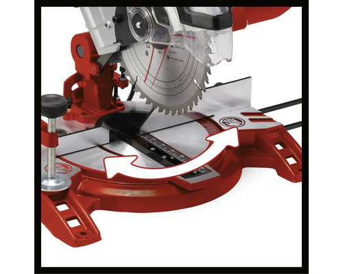Pokosová píla s otočným tanierom a uhlovou stupnicou.