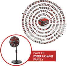 Rodina Einhell Power X-Change so stojanovým ventilátorom a batériou