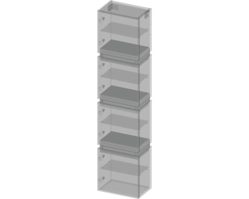 Skrinkové prvky z transparentného plastu s policami