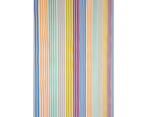 Dekoratívny sprchový záves s farebnými zvislými pruhmi