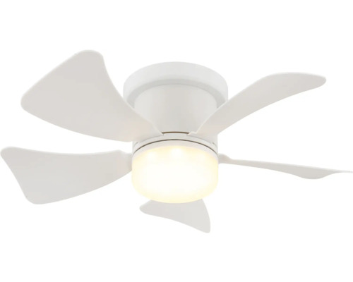 Biely stropný ventilátor so svetlom