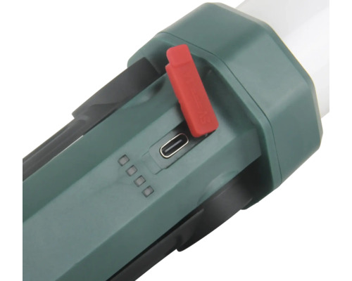 Detailný pohľad na USB nabíjací port na pracovnej lampe