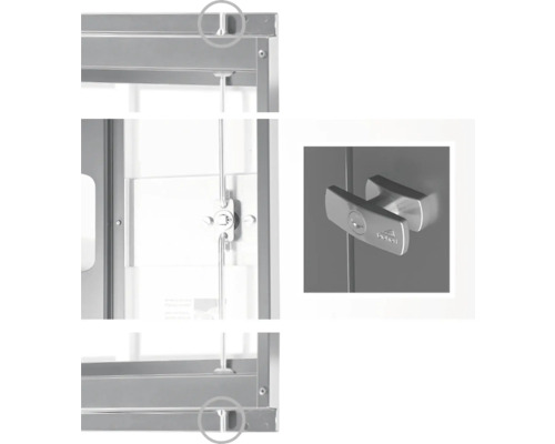 Detailný pohľad na dielenskú skrinku s uzamykacím mechanizmom a zámkom