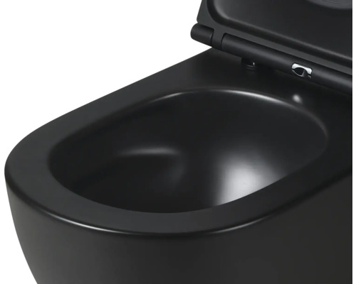 Závesné WC s hlbokým splachovaním, splachovacím kruhom a WC sedadlom