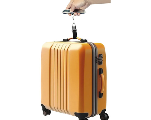 Ručná váha meria hmotnosť kufra