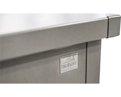 Logo Biohort na záhradnom produkte, vyrobené v Rakúsku