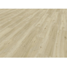 Podlahová krytina zo svetlého vinylu s dreveným vzhľadom.