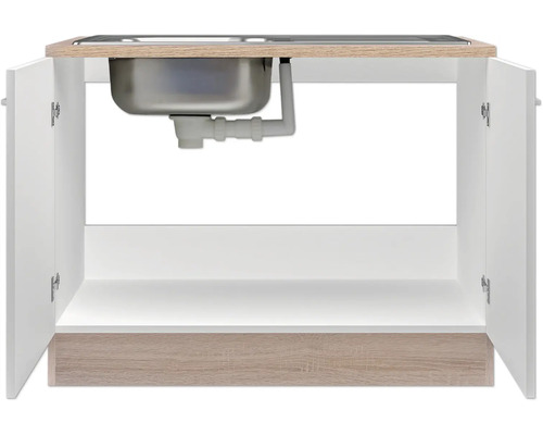 Skrinka pod umývadlo s otvorenými dvierkami a umývadlom