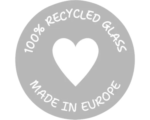 Pečať: 100 percent recyklované sklo, vyrobené v Európe