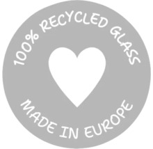 Značka: 100 % recyklované sklo, vyrobené v Európe