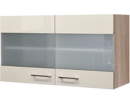 Závesná skrinka s dvomi dvierkami, dvomi zásuvkami a madlami