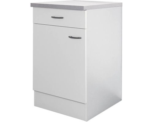 Biela spodná skrinka so zásuvkou a dvierkami do kúpeľne alebo kuchyne