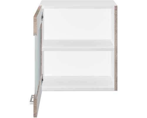 Otvorená biela kúpeľňová skrinka s dvoma policami