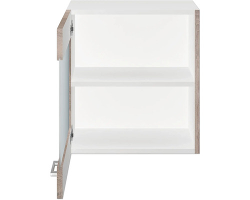 Otvorená biela nástenná skrinka s dvoma policami do kúpeľne