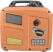 Oranžový generátor prúdu s rukoväťou a ovládacím panelom