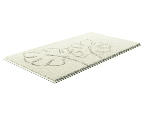 Obdĺžnikový svetlý kúpeľňový koberec s rastlinným vzorom