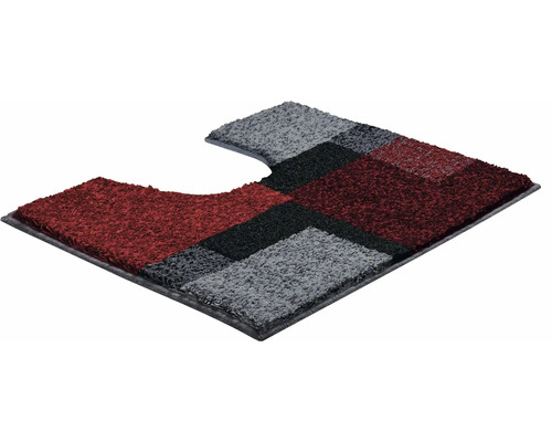 WC predložka s geometrickým vzorom v červenej, šedej a čiernej farbe