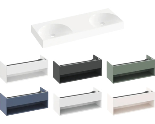 Skrinka pod umývadlo s dvojitým umývadlom v rôznych prevedeniach