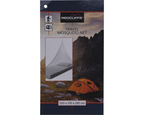 Logo RedCliffs. Cestovná moskytiéra s rozmermi 220 x 170 x 130 cm.
