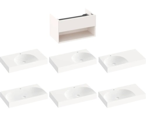 Skrinka pod umývadlo s niekoľkými umývadlami