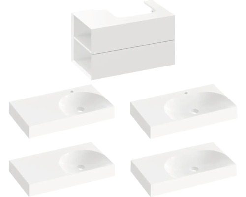 Súprava kúpeľňového nábytku s umývadlovou skrinkou a štyrmi umývadlami