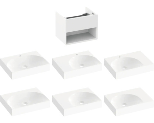 Skrinka pod umývadlo so šiestimi umývadlami