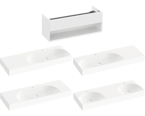 Skrinka pod umývadlo s rôznymi variantmi umývadiel