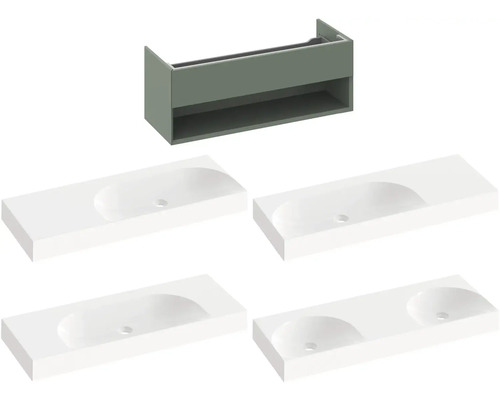 Skrinka pod umývadlo s rôznymi variantmi umývadiel na výber