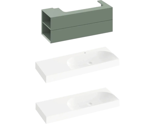 Umývadlo s umývadlovou skrinkou a odkladacími plochami