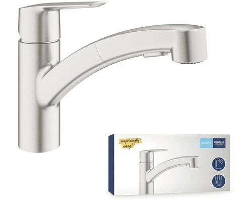 Kuchynská batéria s výsuvnou sprchou a logom Grohe