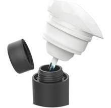 Fľaštička laku na nechty s aplikátorom a otvoreným viečkom