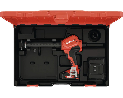 Akumulátorová pištoľ na kartuše Fischer v kufríku na náradie