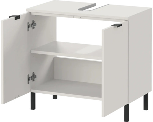 Skrinka pod umývadlo s dvomi dvierkami a otvorenou priehradkou