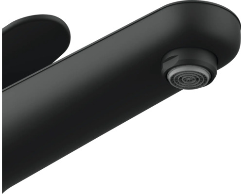 Čierna vodovodná batéria s okrúhlym výtokom