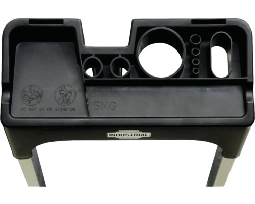 Odkladacia priehradka pre rebrík s priehradkami na náradie a maximálnou nosnosťou 5 kilogramov