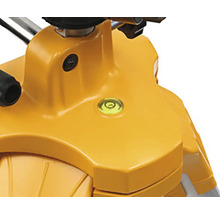 Detail nivelačnej jednotky s integrovanou vodováhou pre presné vyrovnanie.