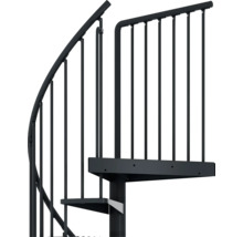 Oceľové točité schodisko so zábradlím