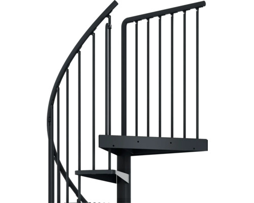 Oceľové točité schodisko so zábradlím