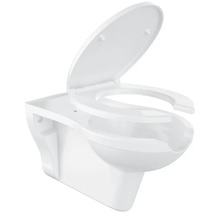 Závesné WC s hlbokým splachovaním, otvoreným splachovacím kruhom a WC sedadlom