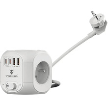 Zásuvková kocka s USB portami a sieťovou zástrčkou