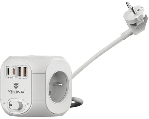 Zásuvková kocka s USB portami a sieťovou zástrčkou