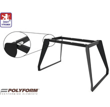 Čierny kovový rám stola s detailným pohľadom na upevnenie nôh a pečaťou český výrobok