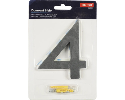 Hliníkové domové číslo 4 vrátane montážneho materiálu