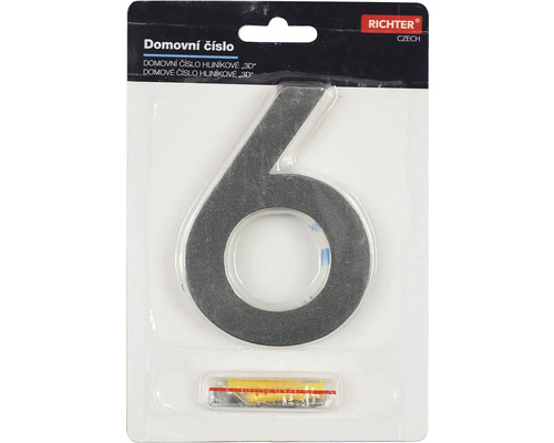 Hliníkové domové číslo 6 vrátane montážneho materiálu