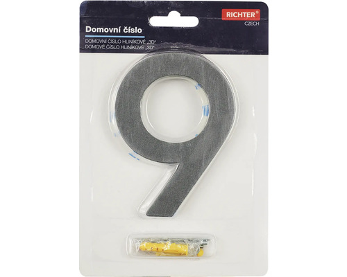 Číslo domu 9 z hliníka s 3D vzhľadom