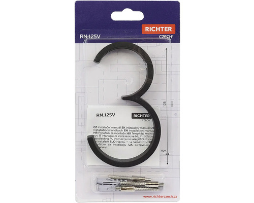 Číslo domu Richter 3, výška 125 mm