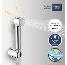 Grohe bidetová sprcha so striekajúcou vodou, pečať Made in Germany, pečať päťročnej záruky, pečať nalepiť alebo priskrutkovať, logo Grohe